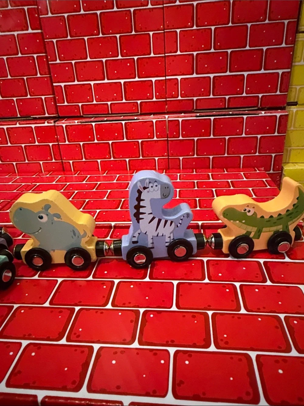 11 Piece Wooden Numbered Animal Magnetic Pull-Along Train - Multicolor
